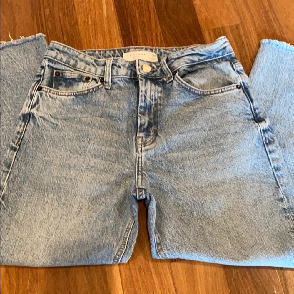 top shop light blue denim jeans